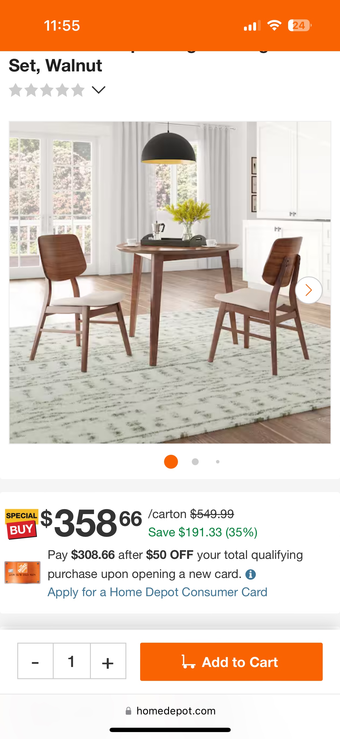 Walnut Table and Two Chairs Set in perfect condition