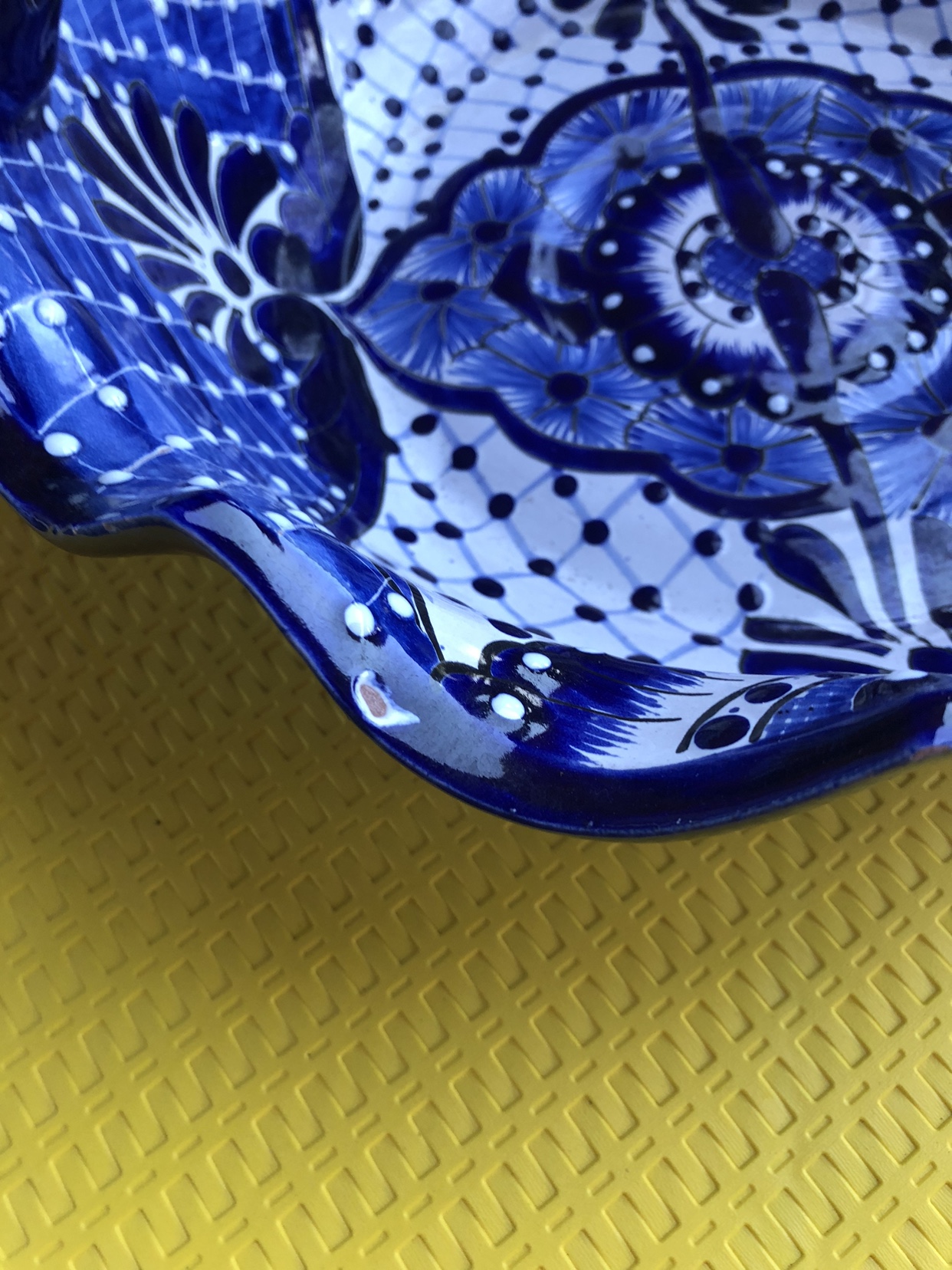 Blue and White Talavera Serving Basket or flower basket image indicator(3)