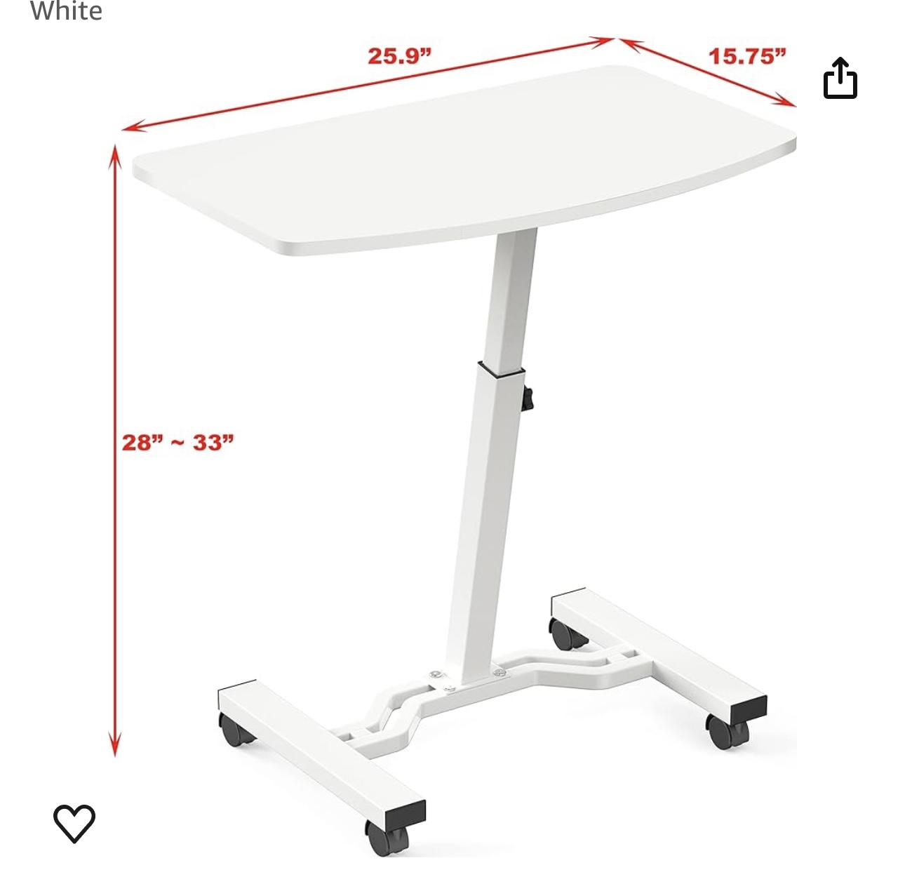 Adjustable Mobile Laptop Stand Rolling Desk Cart thumbnail