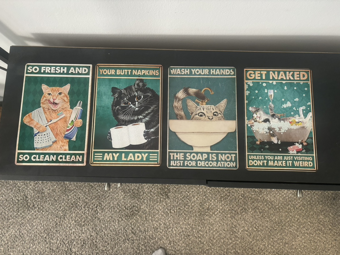 Set of 4 Cat Bathroom Signs