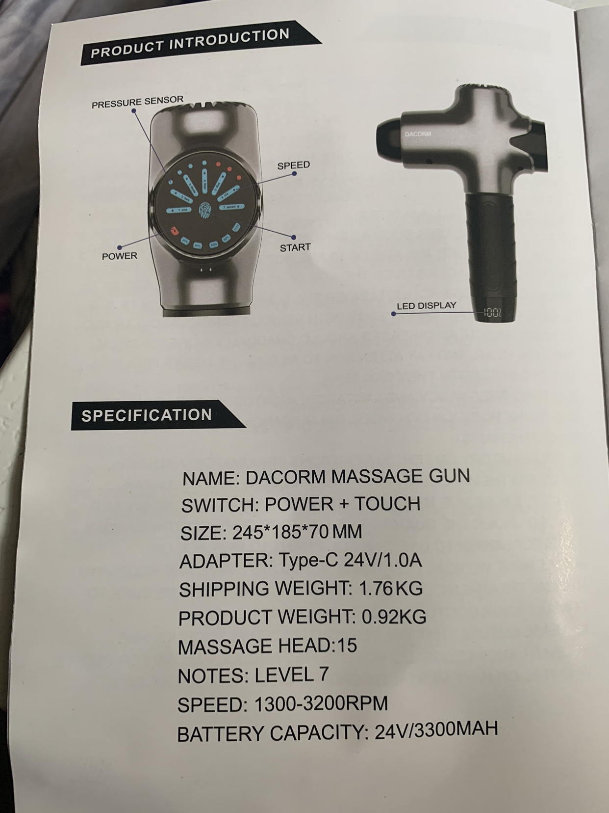 Massage Gun, LCD touch display, 3300mAh lithium Battery 🔋 - photo 4