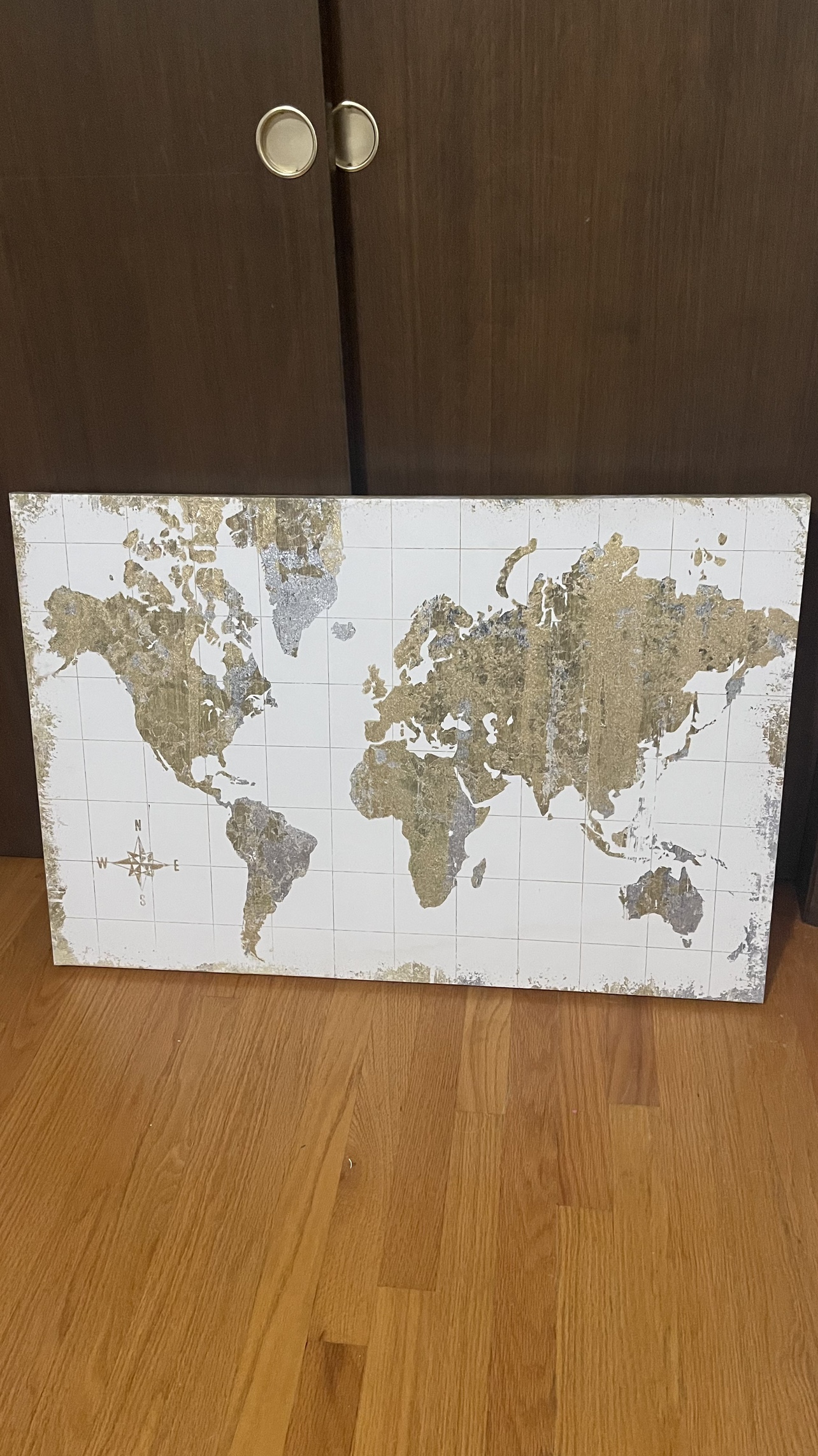 Gold and Silver World Map Canvas wall decoration