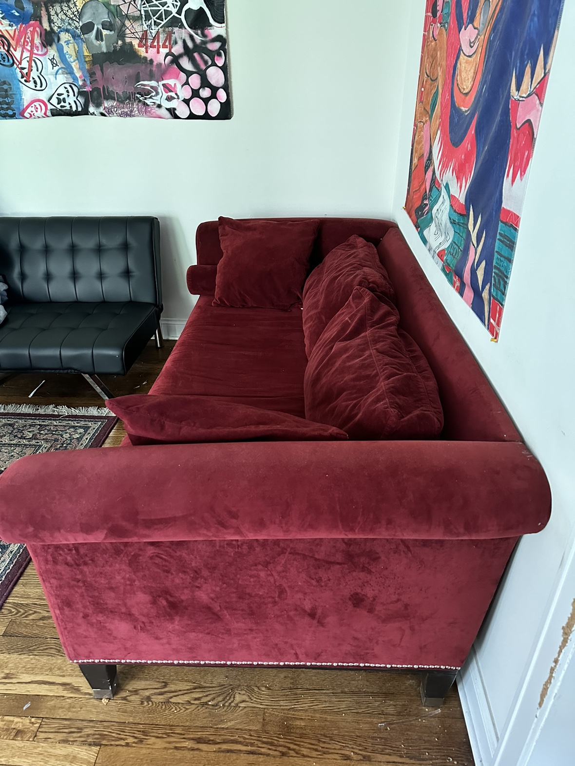 Red Velvet Couch - photo 3