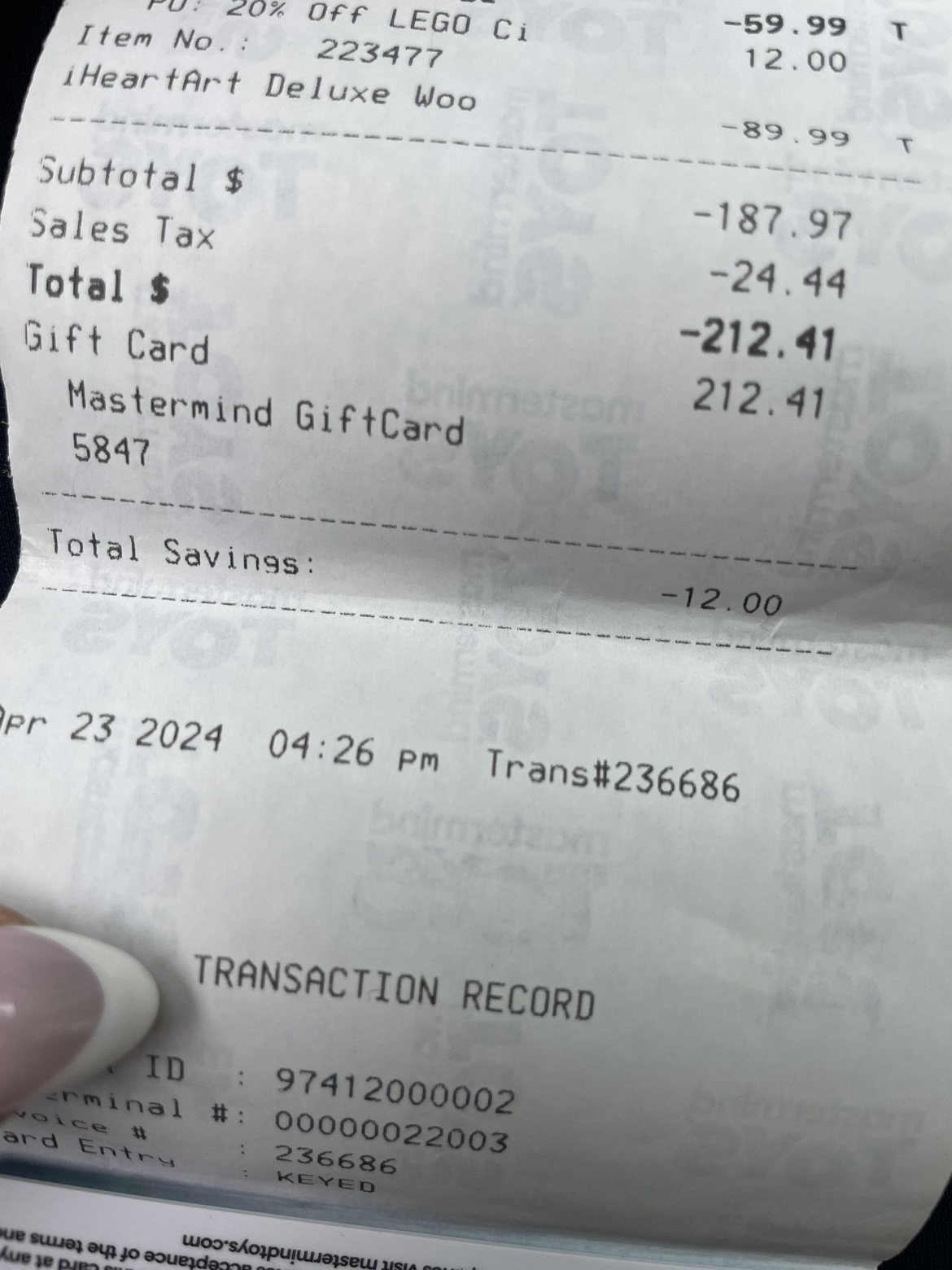 $212.41 Mastermind Toys Gift Card image indicator(2)