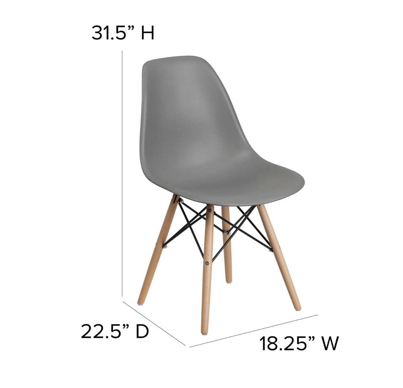 Elon Series Moss Gray Plastic Chair with Wooden Legs 4 chairs - photo 4