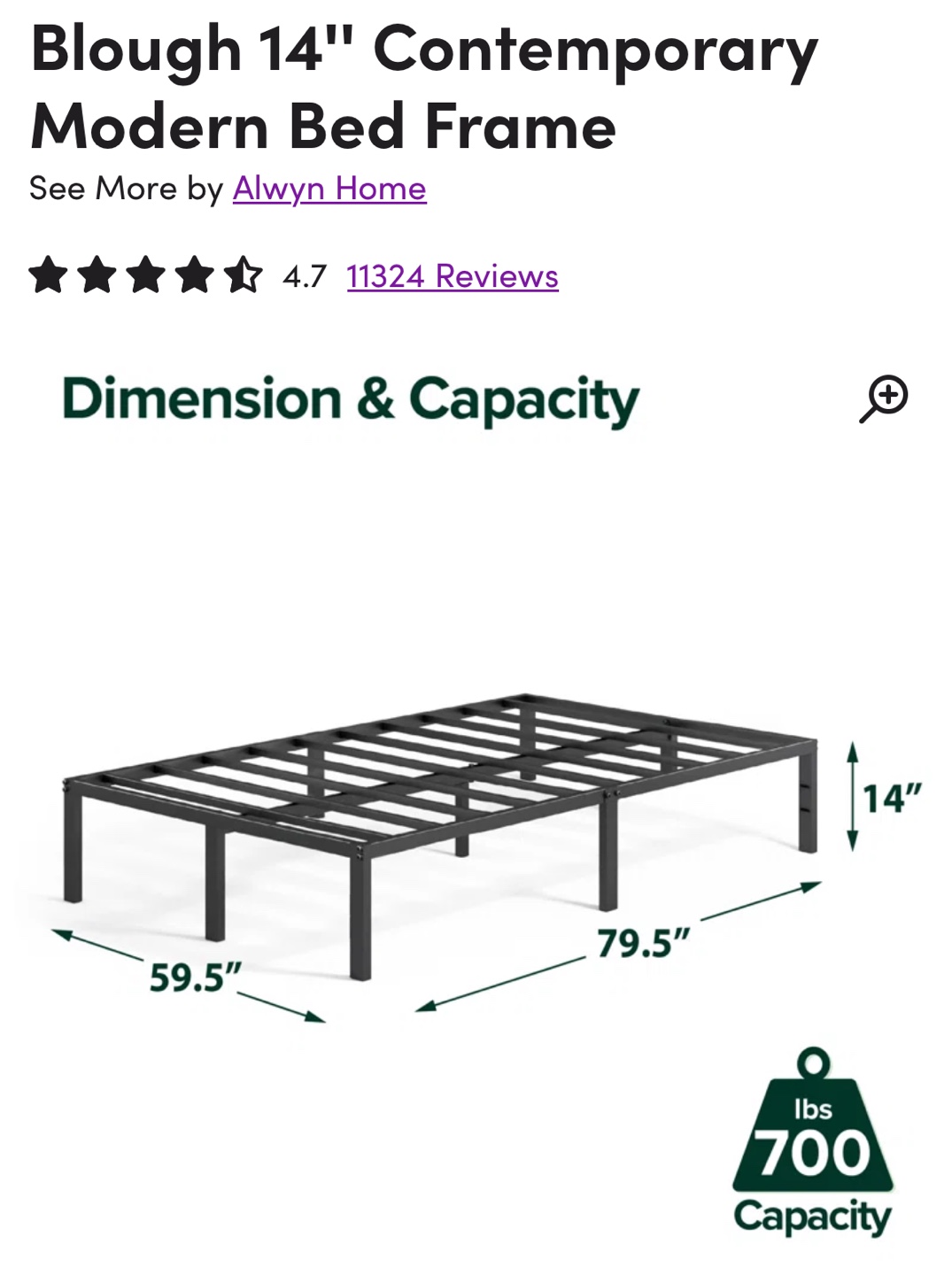 Queen platform bed frame (metal)