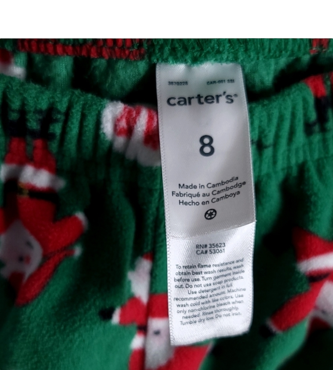 Carter's Boys Size 8 Green Fleece Christmas Pajama Pants image indicator(3)