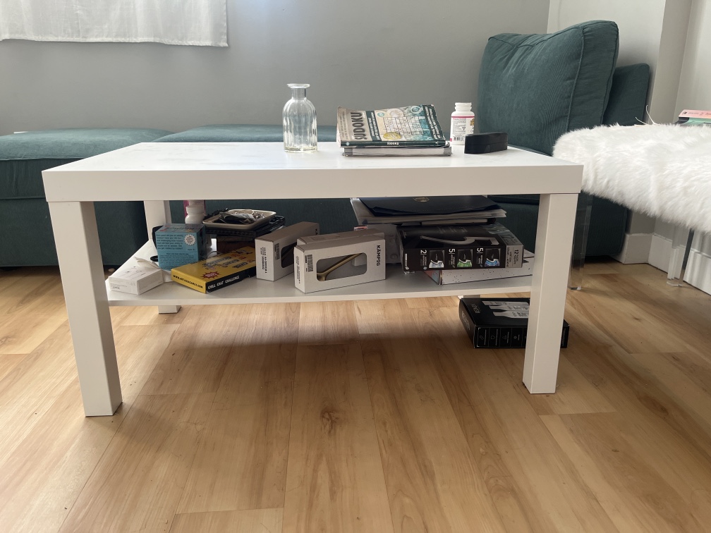 White Coffee Table with Shelf - photo 2