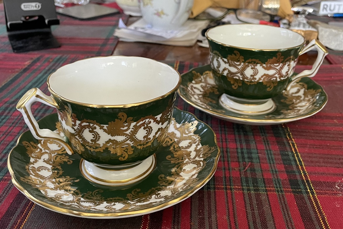 2 Royal Dulton Aynsley cups and saucers