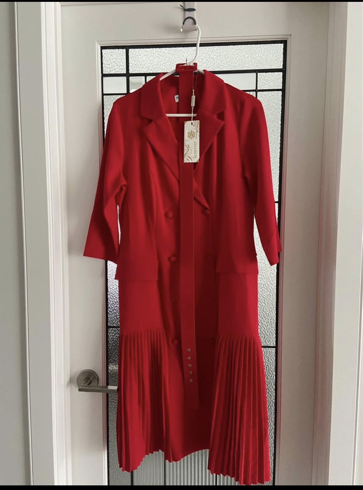 Red Pleated Blazer Dress