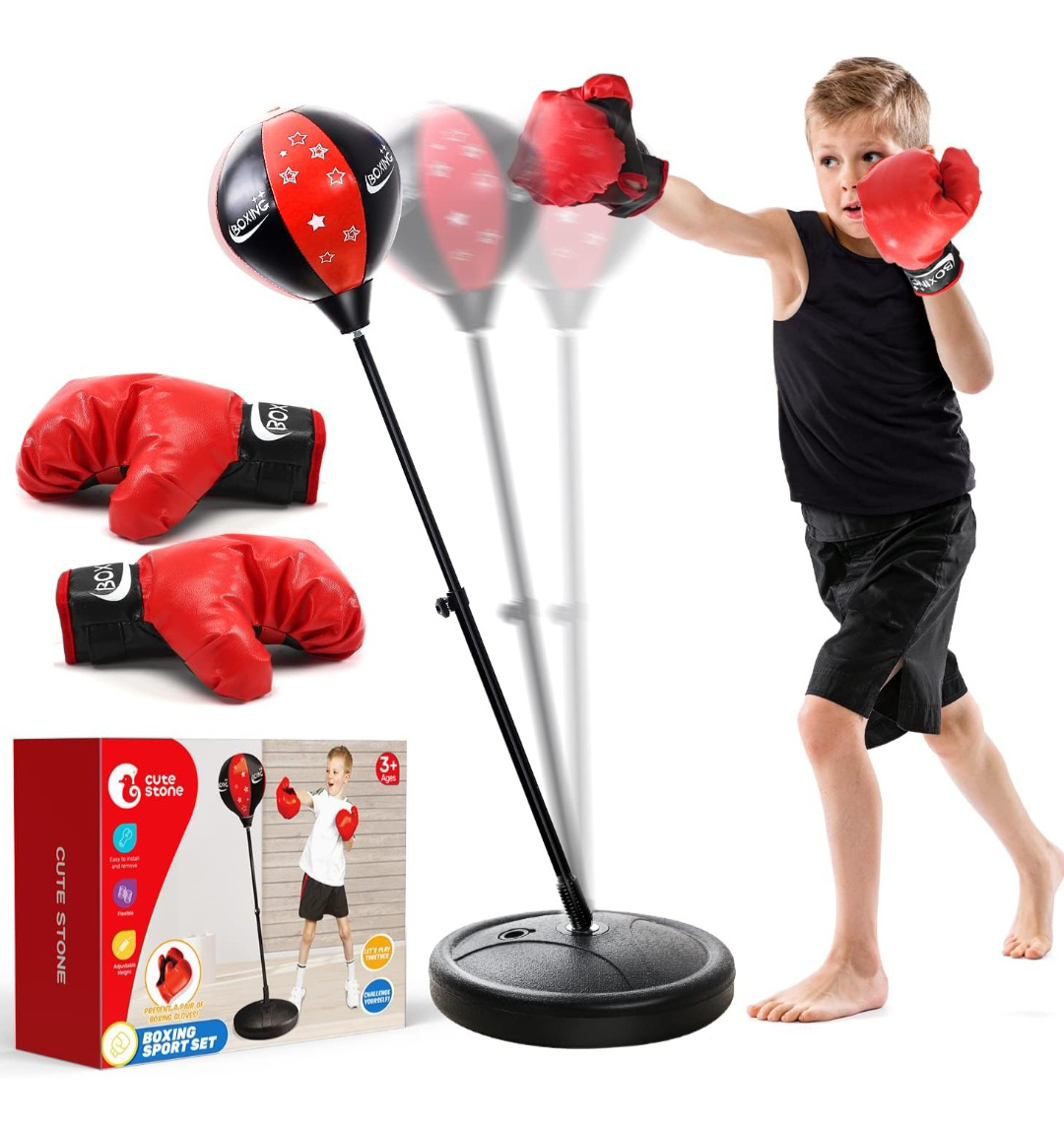 CUTE STONE Kids Punching Bag Toys with Boxing Gloves