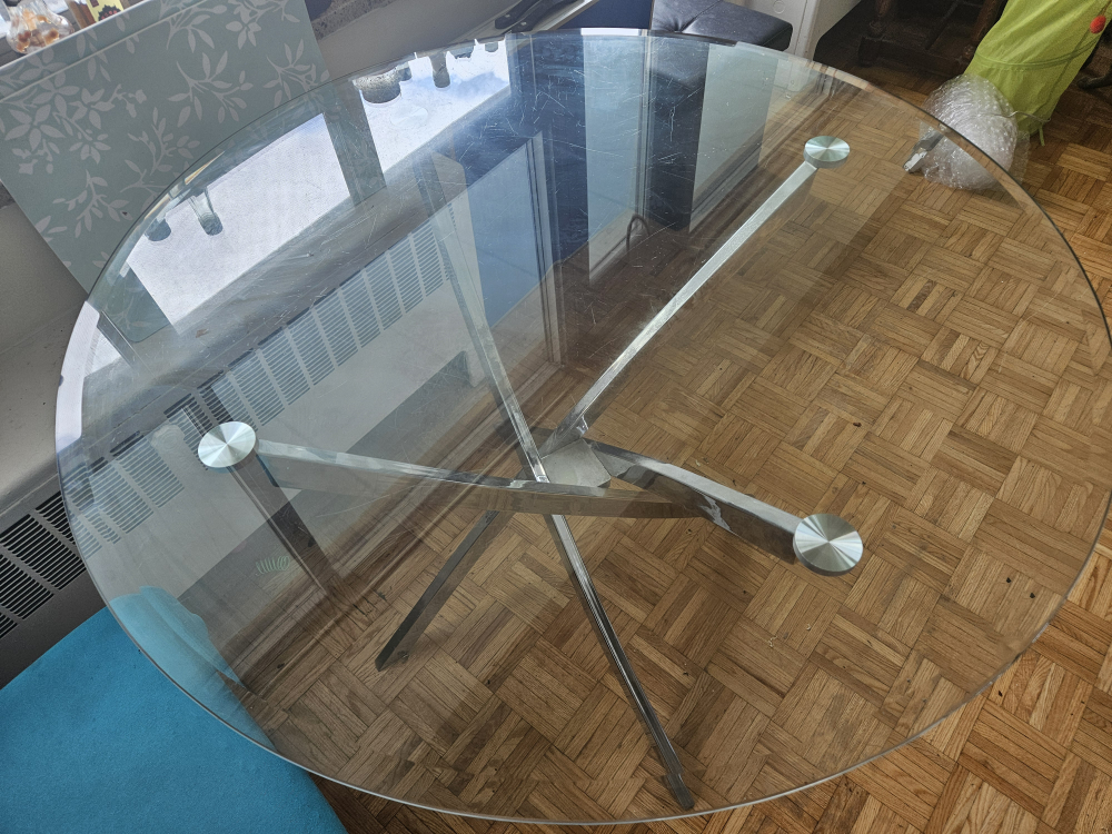 Glass Table with Chrome Base