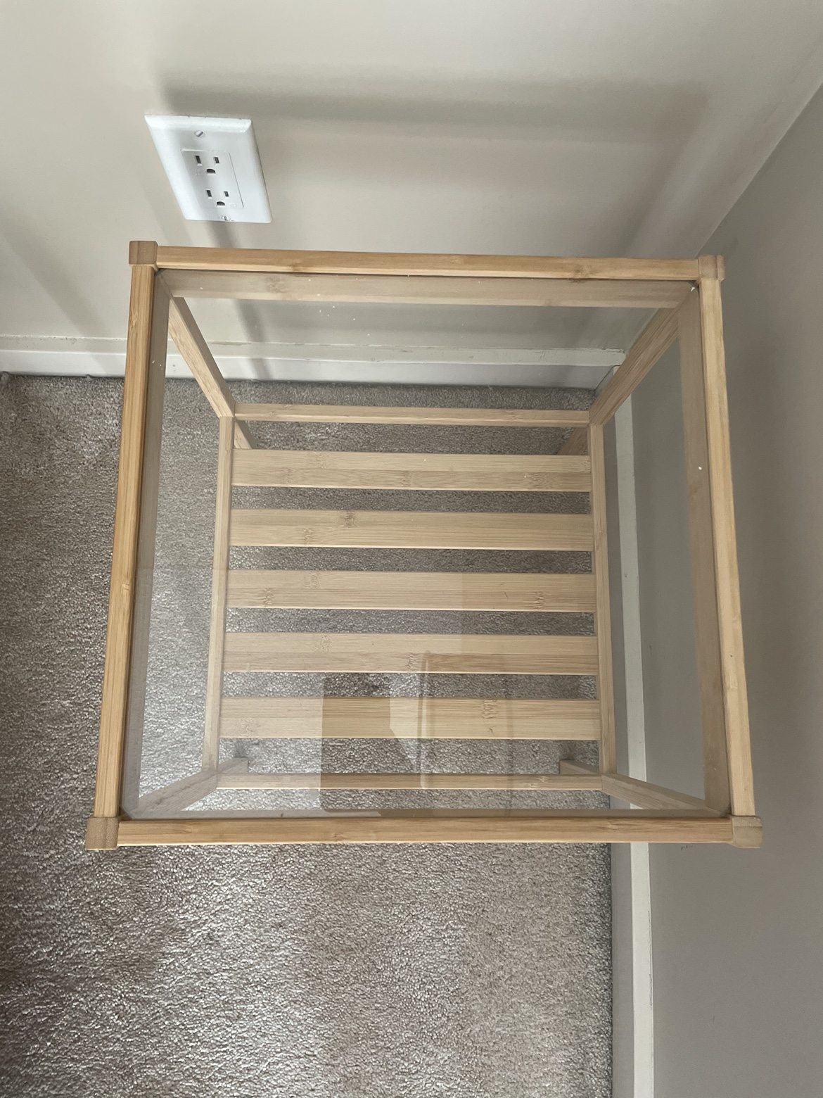 Bamboo End Table with Glass Top - photo 2