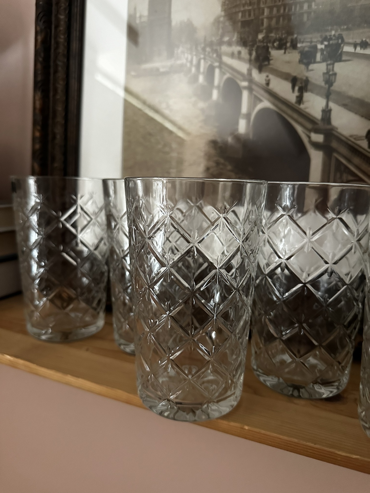Vintage style drinking glasses - set of 6 thumbnail