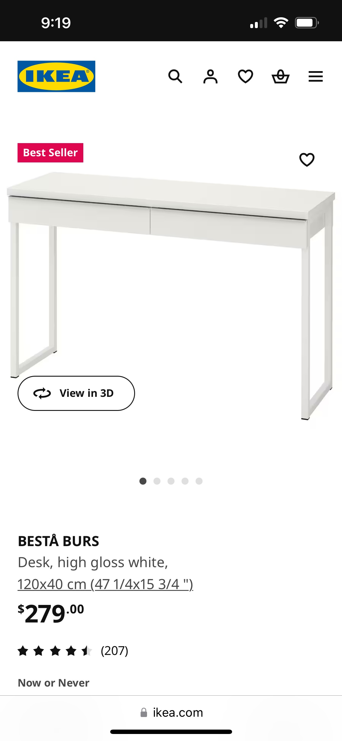 Ikea Desk - BESTÅ BURS High Gloss White - photo 4