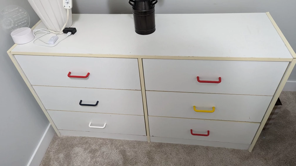 White Dresser with Colourful Handles- used good - photo 3