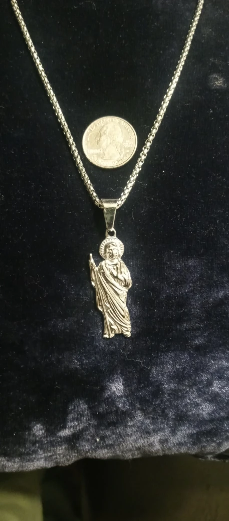 stainless steel saint Jude design necklace 24 inches long - photo 2