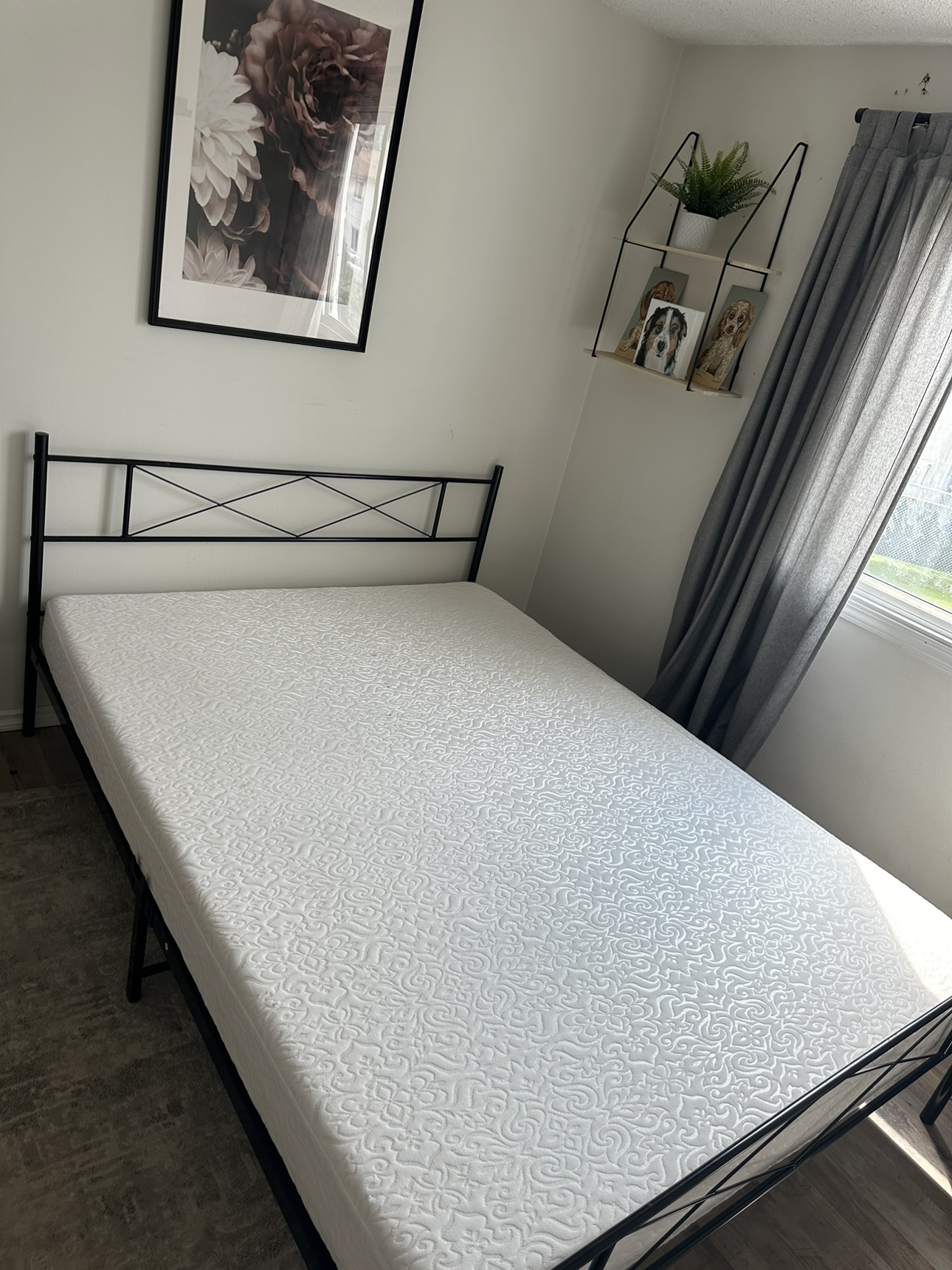 Black Metal Bed Frame and mattress - queen
