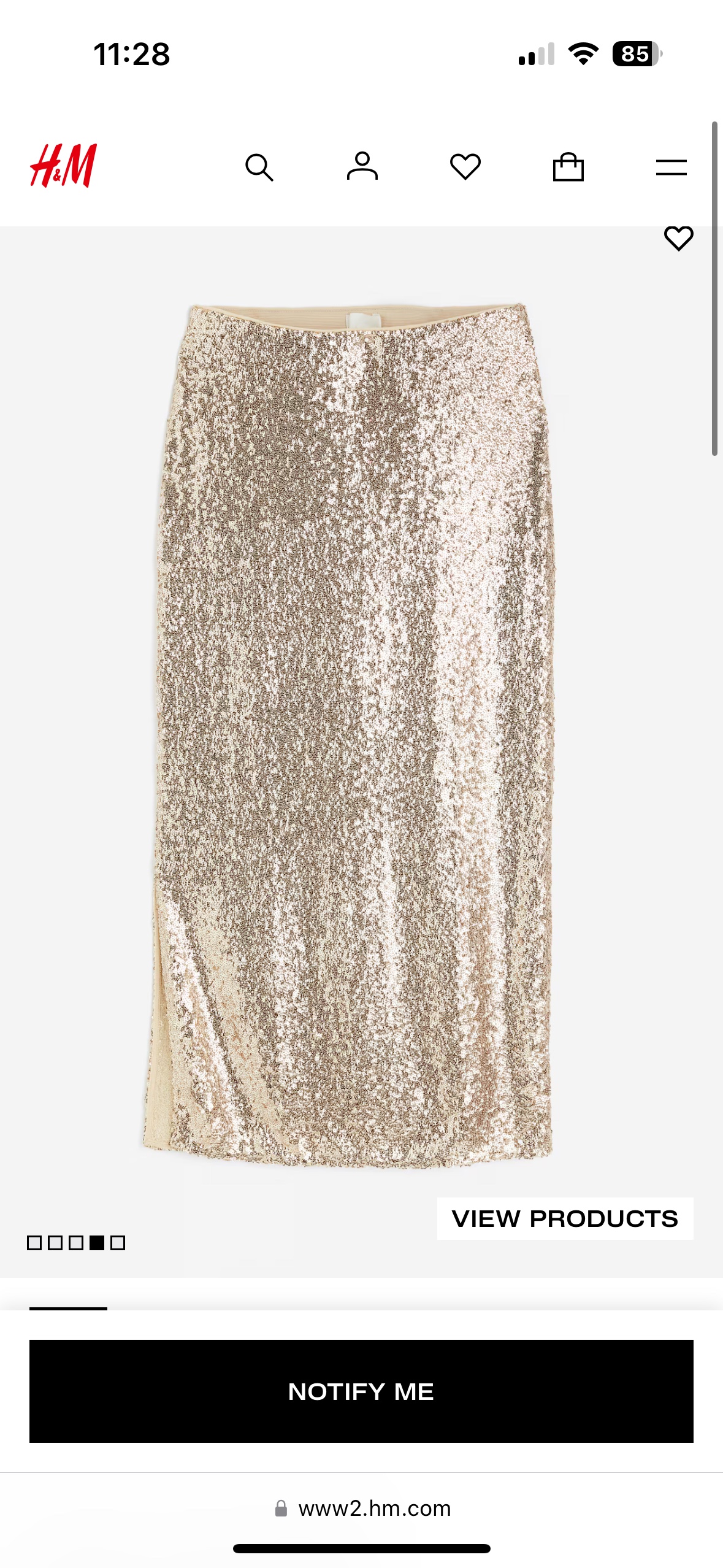 H&M Gold Sequin Skirt thumbnail