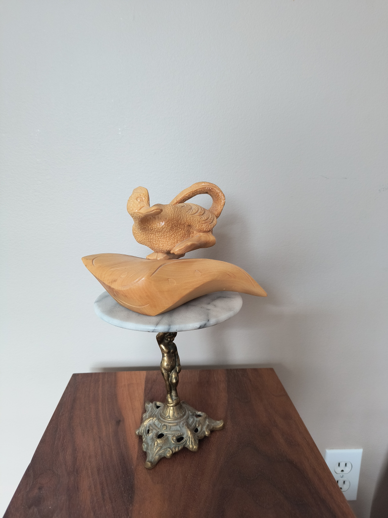 Hand-Carved Wooden Duck Sculpture - photo 5