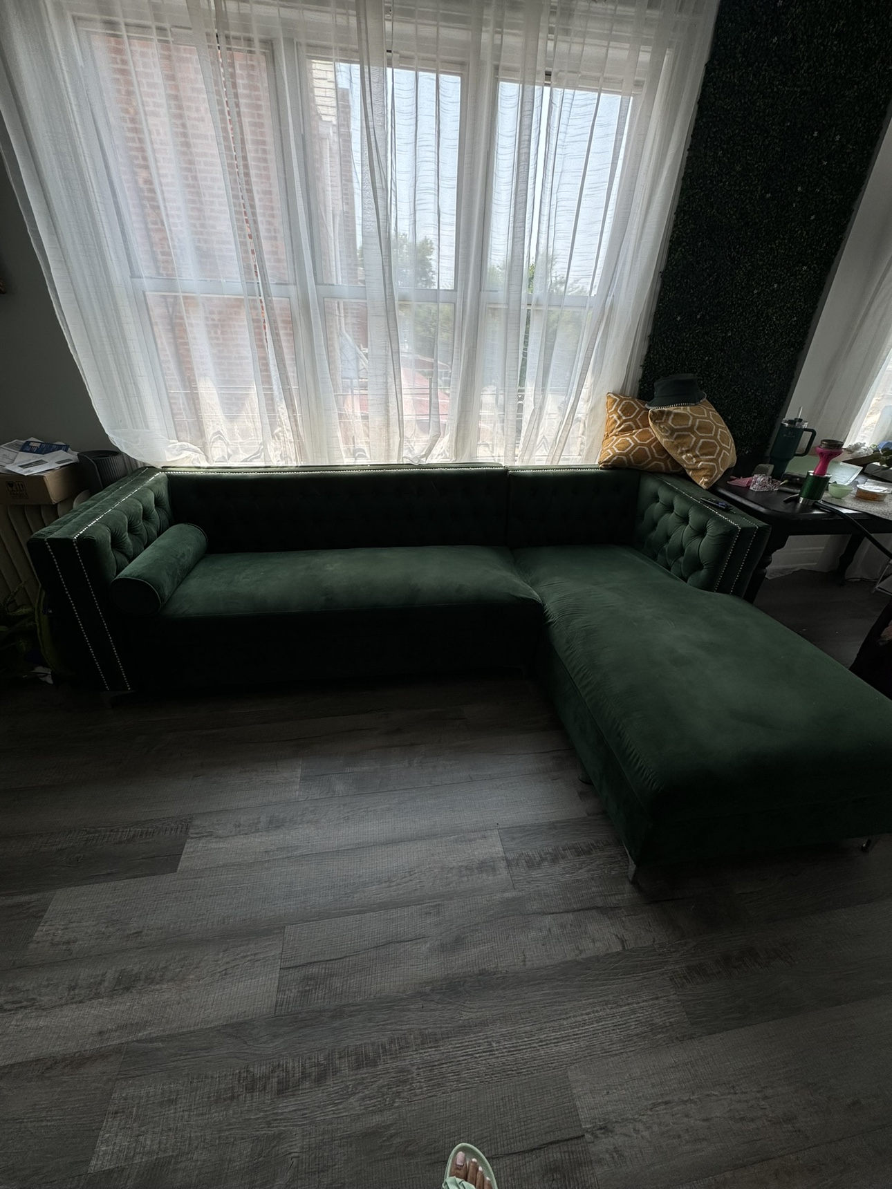 Green Velvet Sectional Sofa