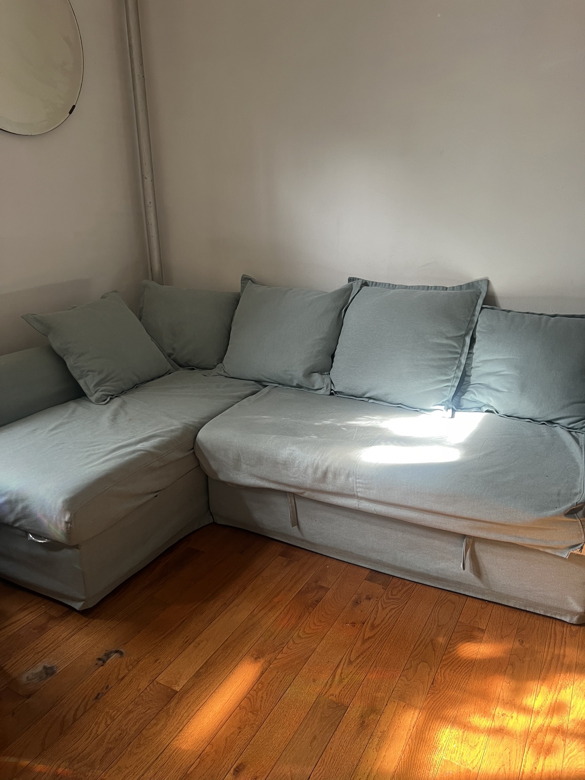 IkeaSky Blue Holmsund L Sleeper Couch