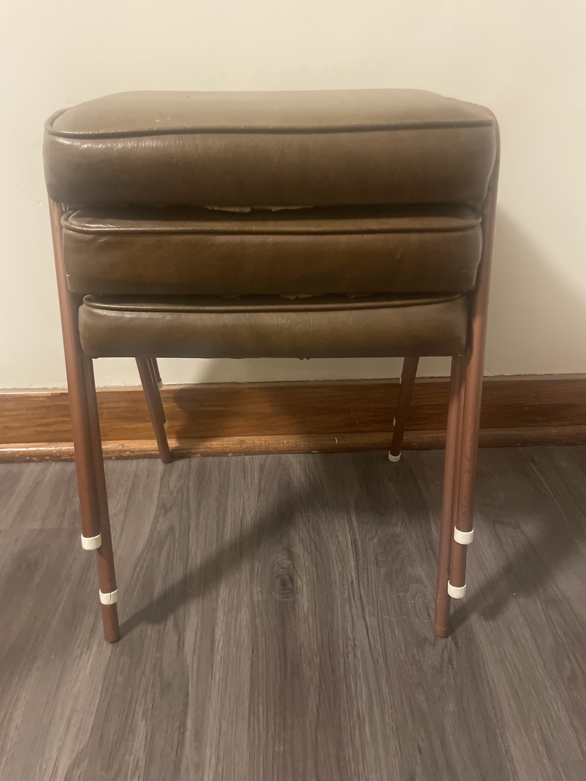Mid-Century Modern Upholstered stacking Stools