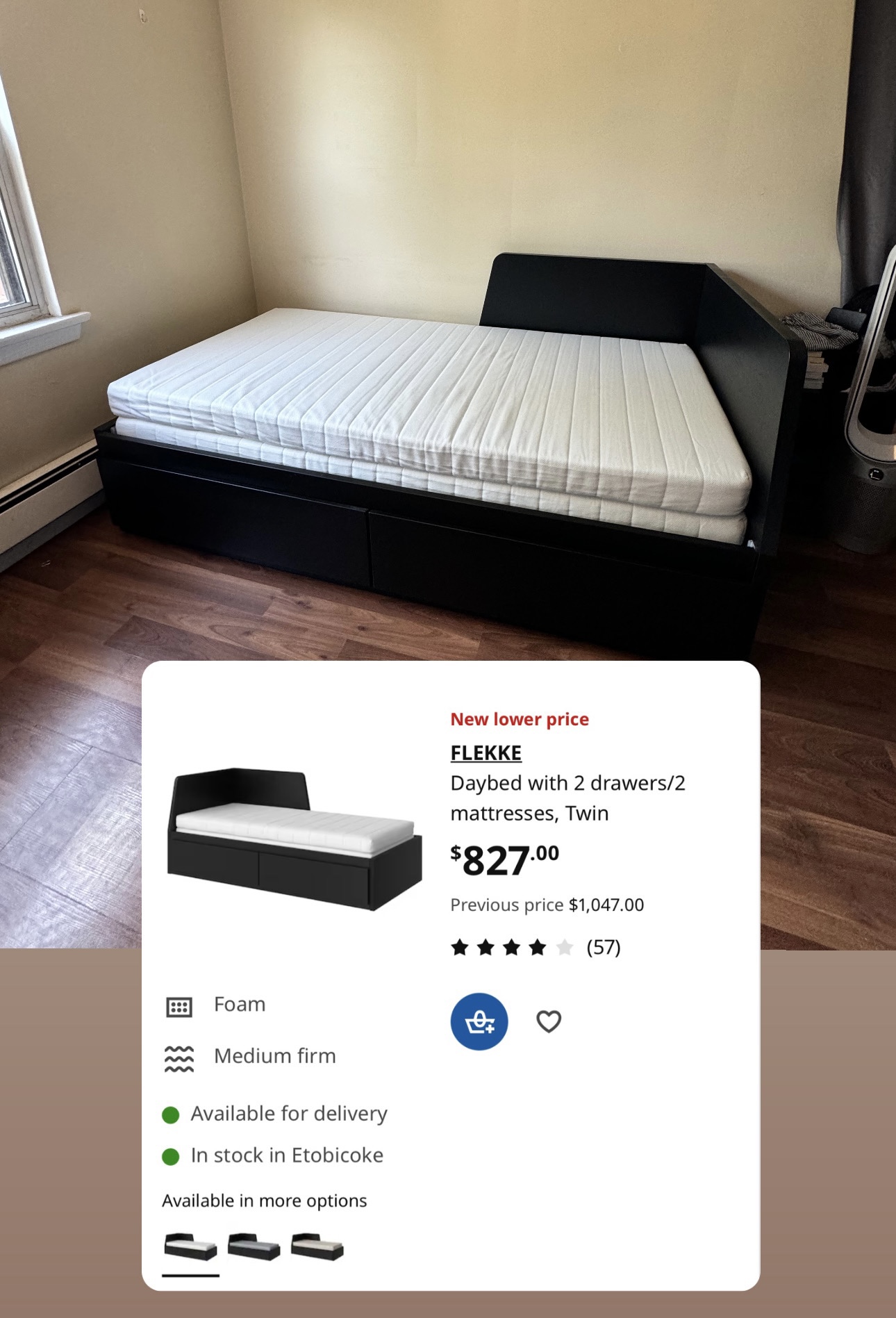 IKEA Daybed with 2 drawers & 2 twin mattresses (Moving out deal)
