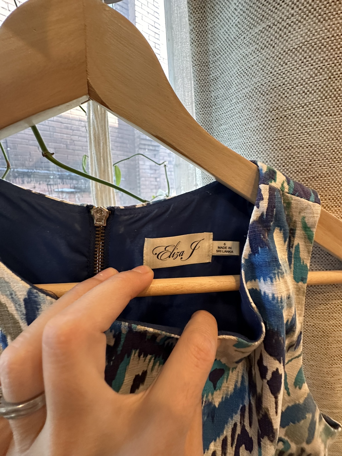 Eliza J Blue and White Patterned Dress image indicator(3)