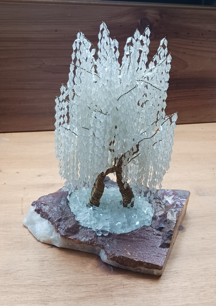 Crystal artificial bonsia on marble base thumbnail