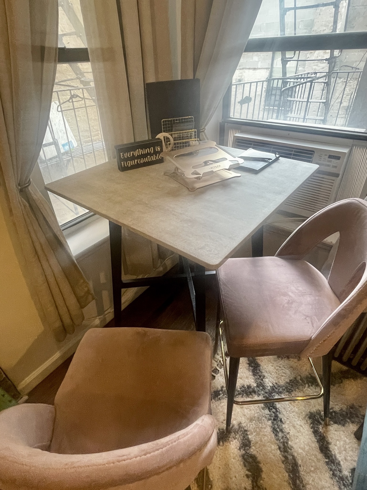 Velvet bar stools and high top table set - photo 2