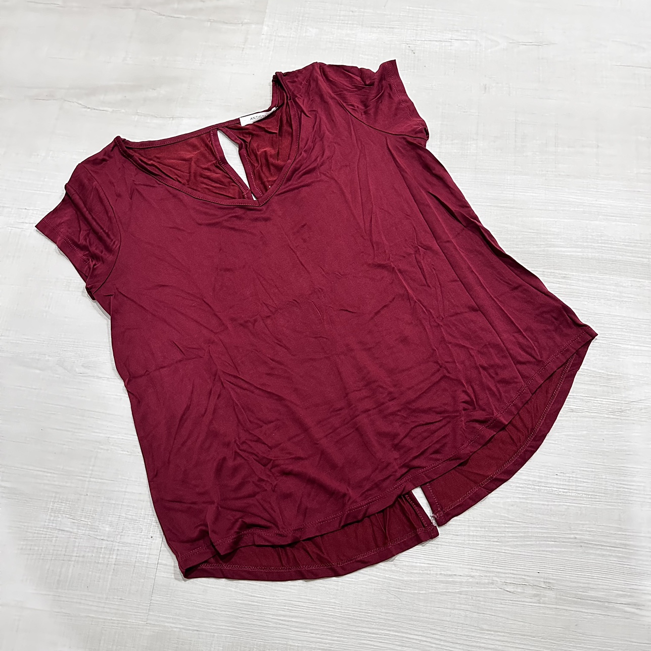 Antistar Burgundy V-Neck T-Shirt thumbnail