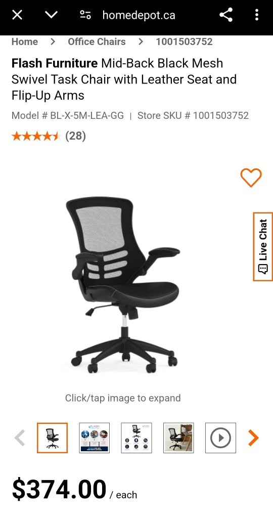 Black Mesh Office Chair with leather seat image indicator(4)