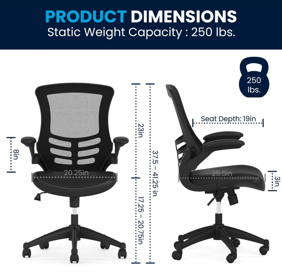 Black Mesh Office Chair with leather seat image indicator(5)