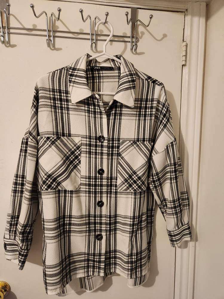 Zara Black & White Plaid Shirt (XS) - photo 2
