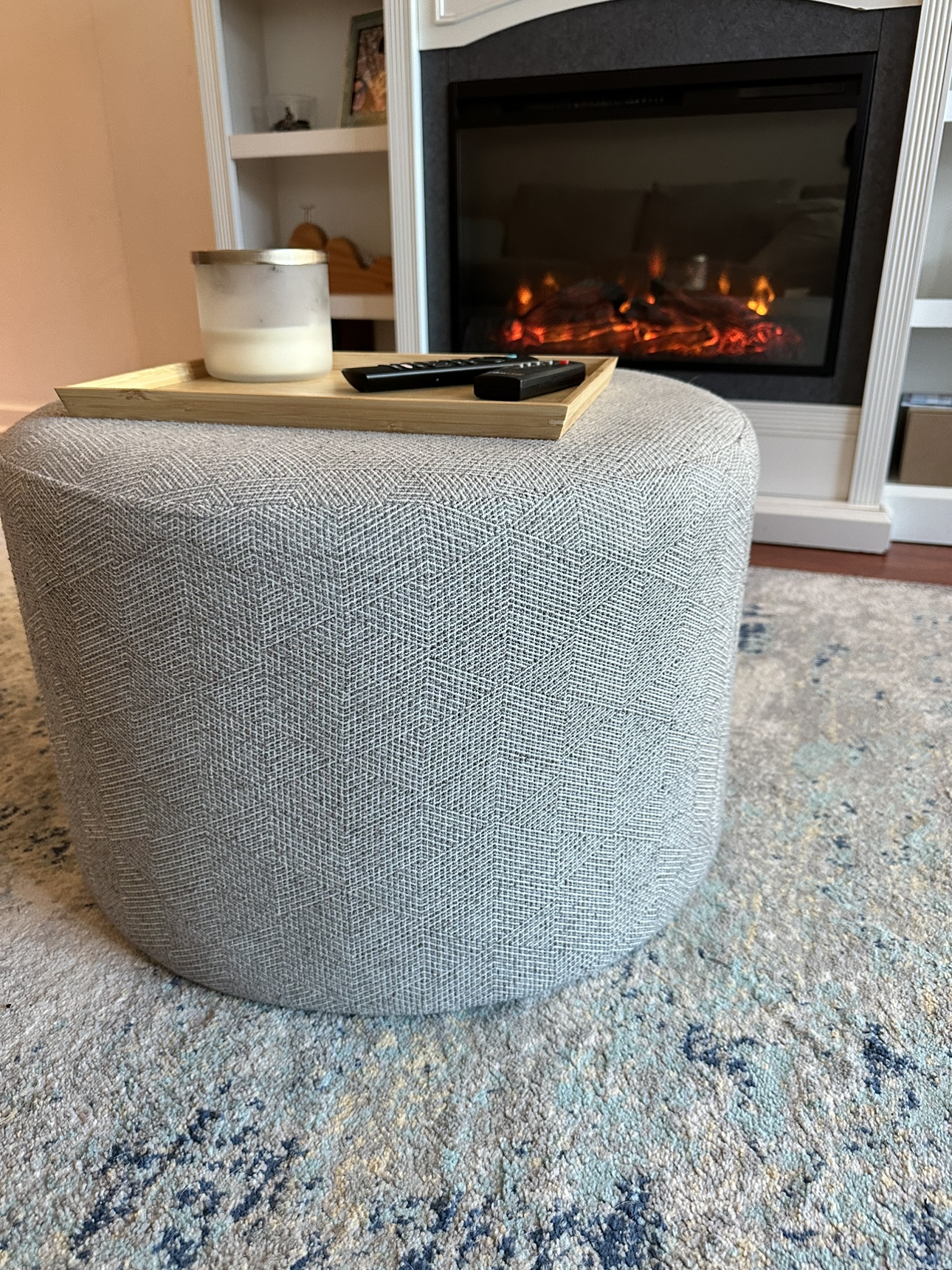 Round Grey Ottoman - photo 4