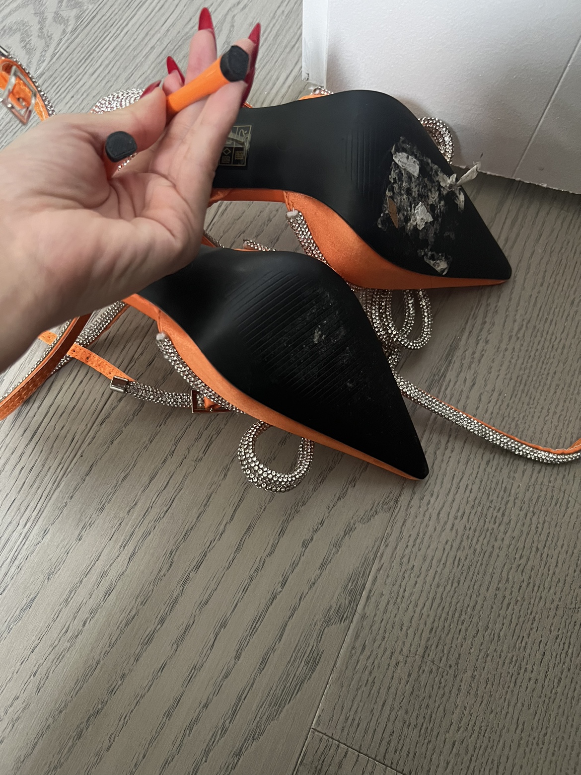 Orange Rhinestone Bow Heels image indicator(4)