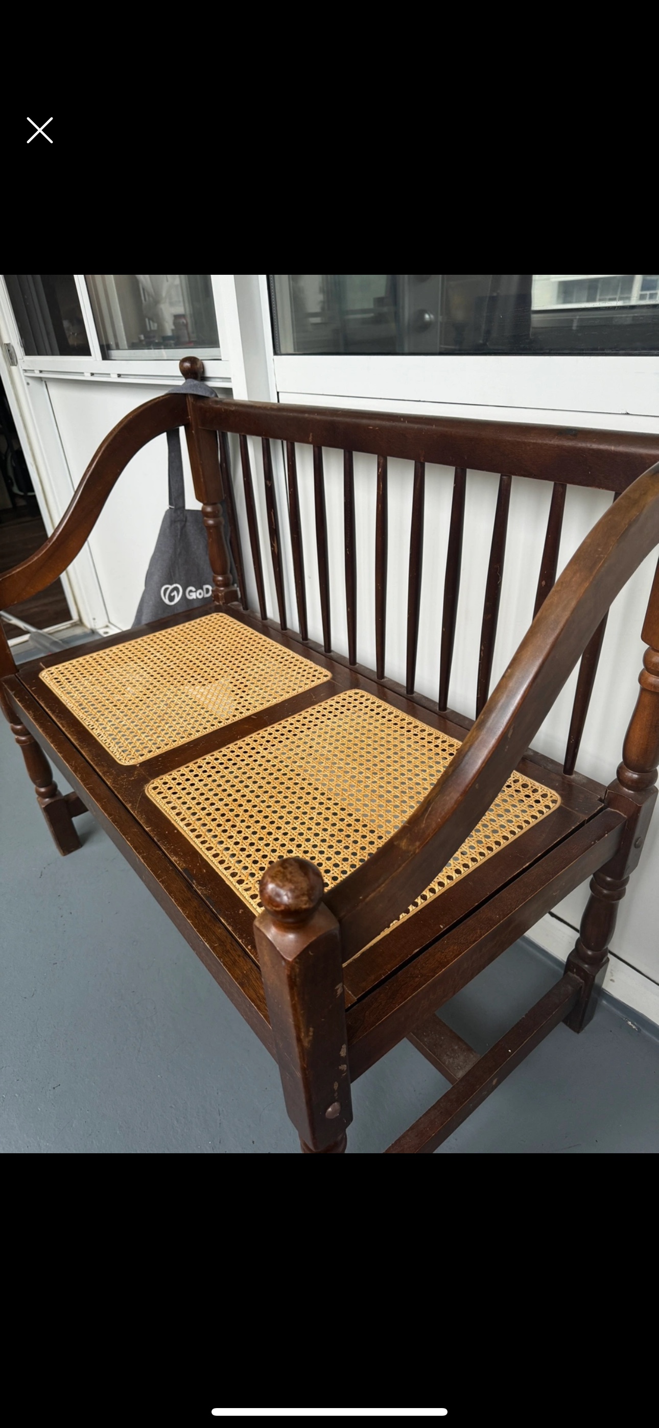 Wooden Bench with Cane Seat image indicator(3)