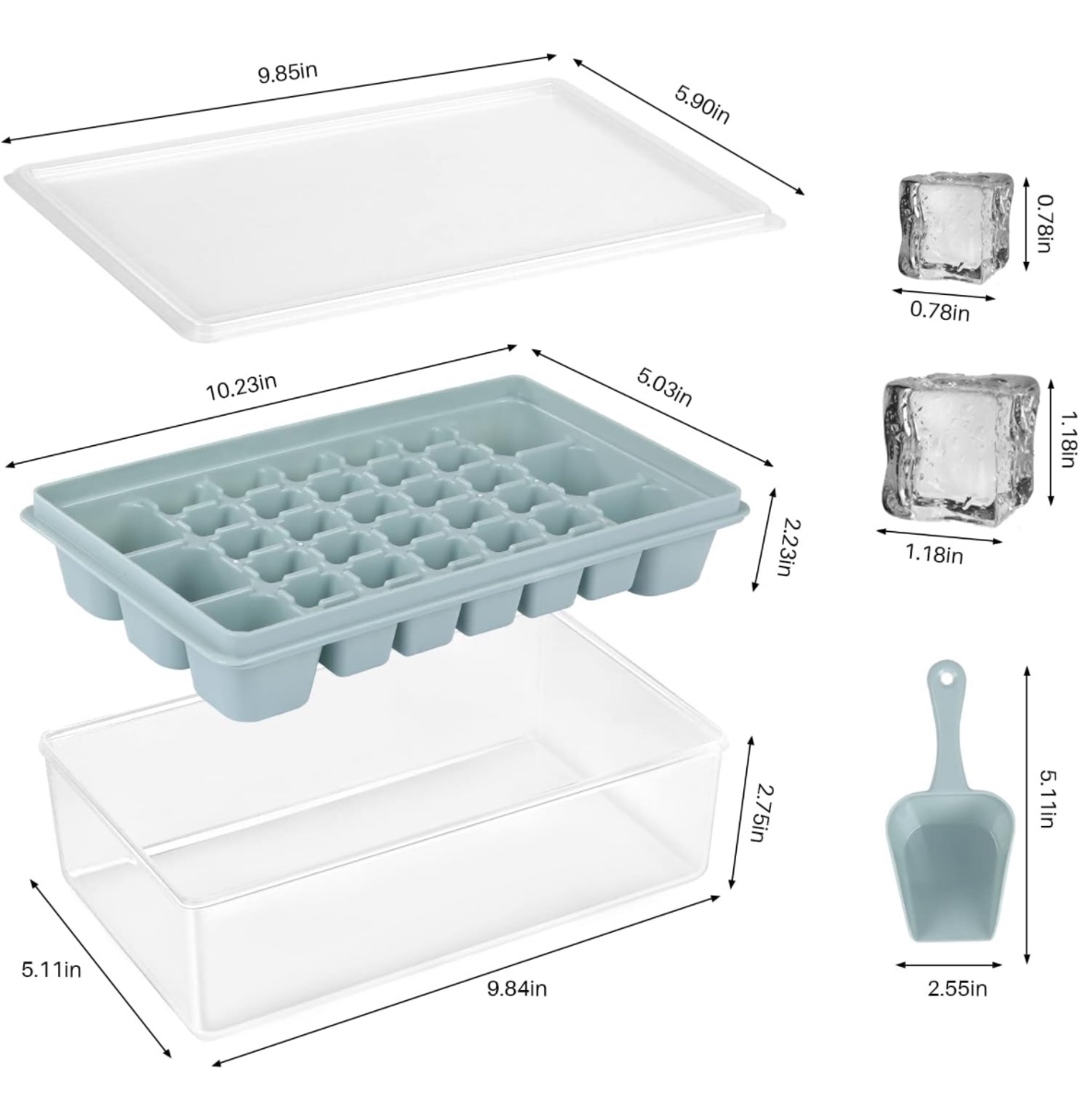 Ice Cube Tray with Lid and Bin & Scoop image indicator(2)