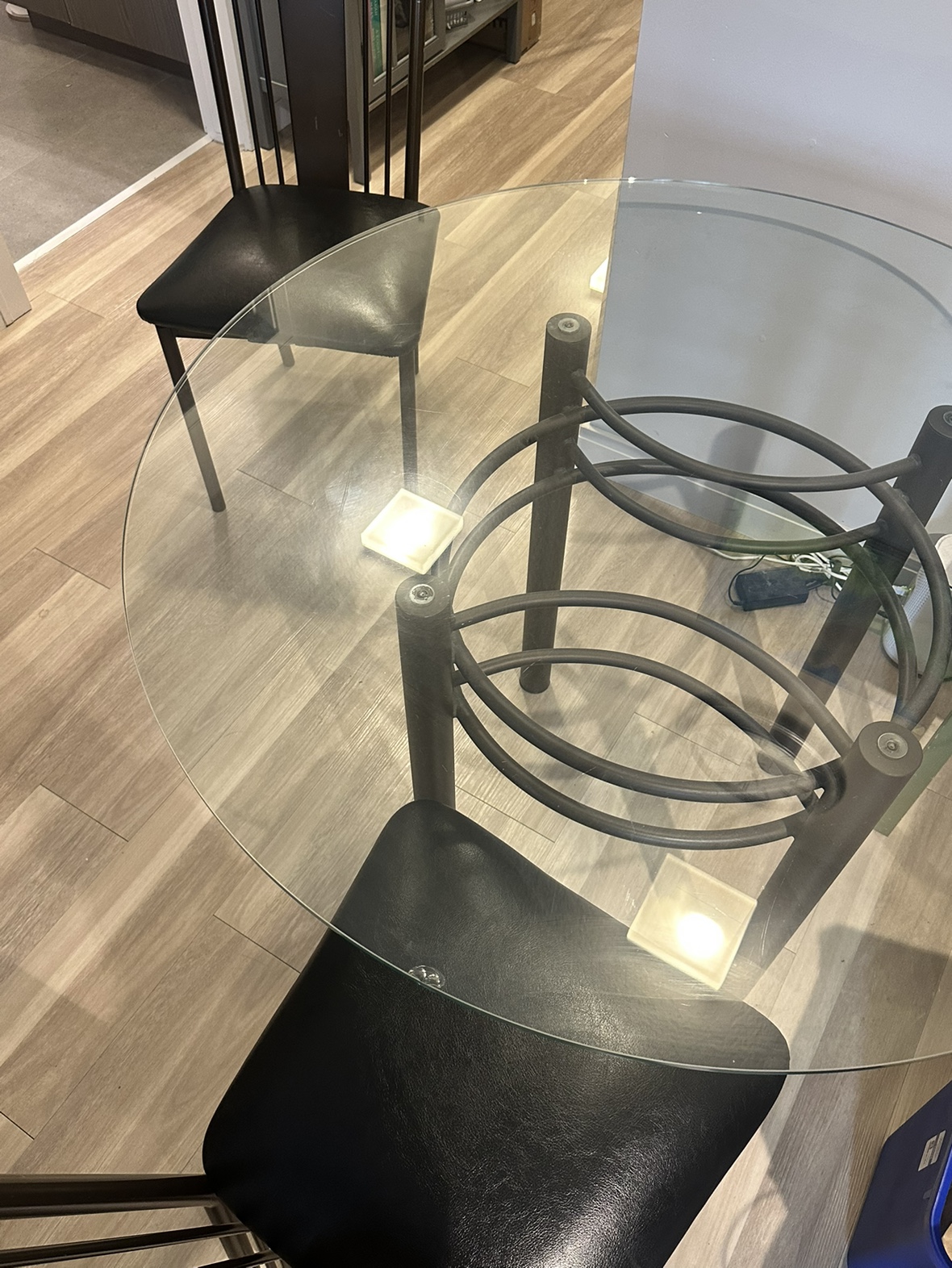 Glass Table and Two Chairs