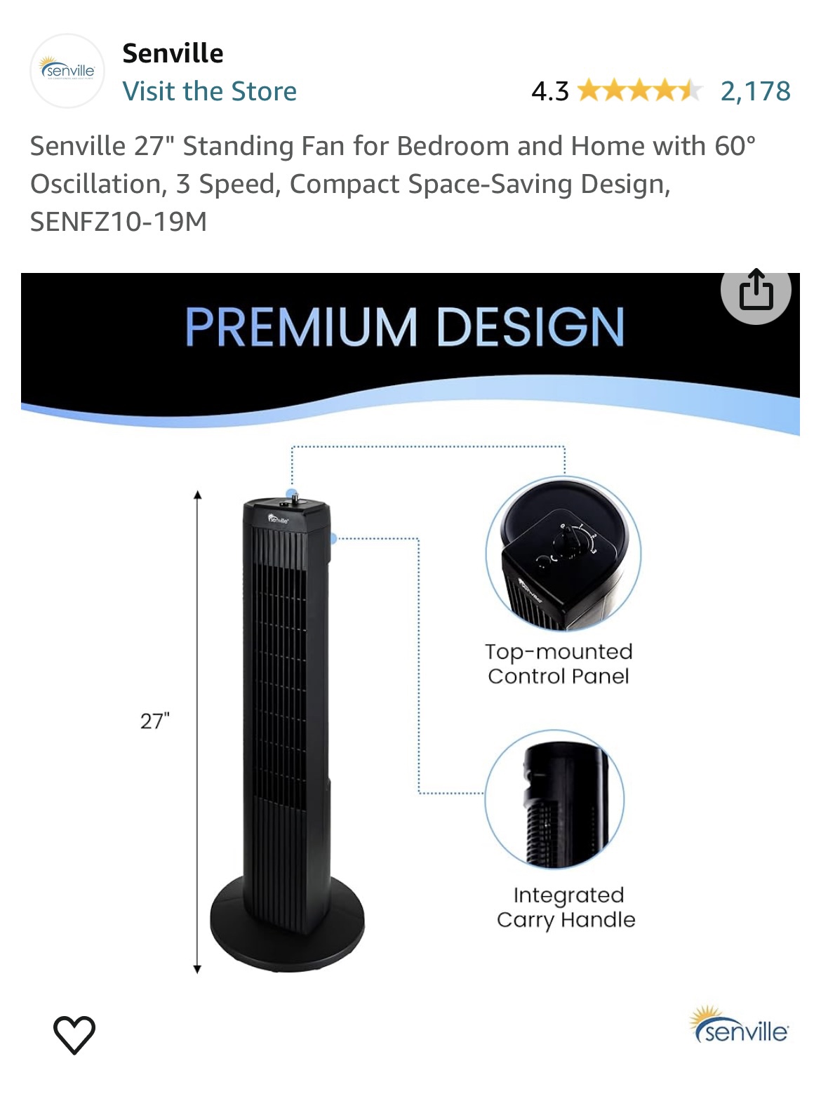 Senville Tower Fan - photo 5