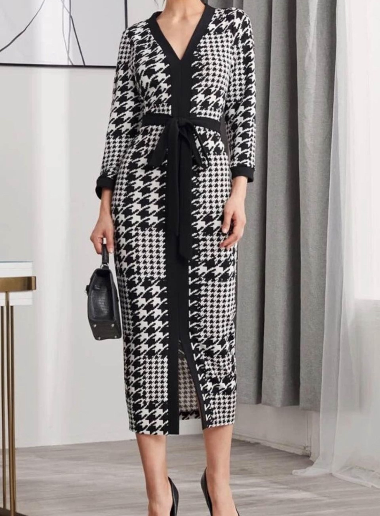 Black and White Houndstooth Dress