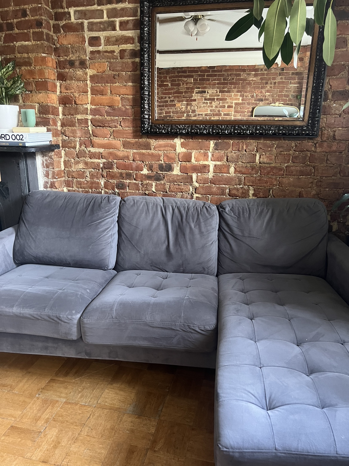 Gray Velvet Sectional - photo 3