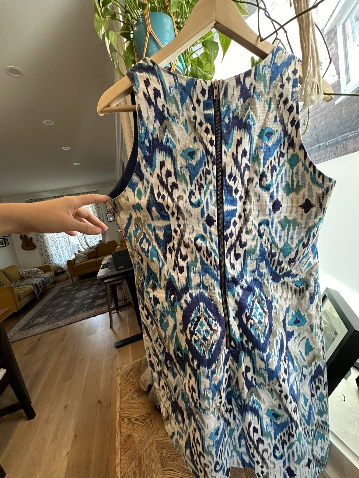 Eliza J Blue and White Patterned Dress image indicator(2)