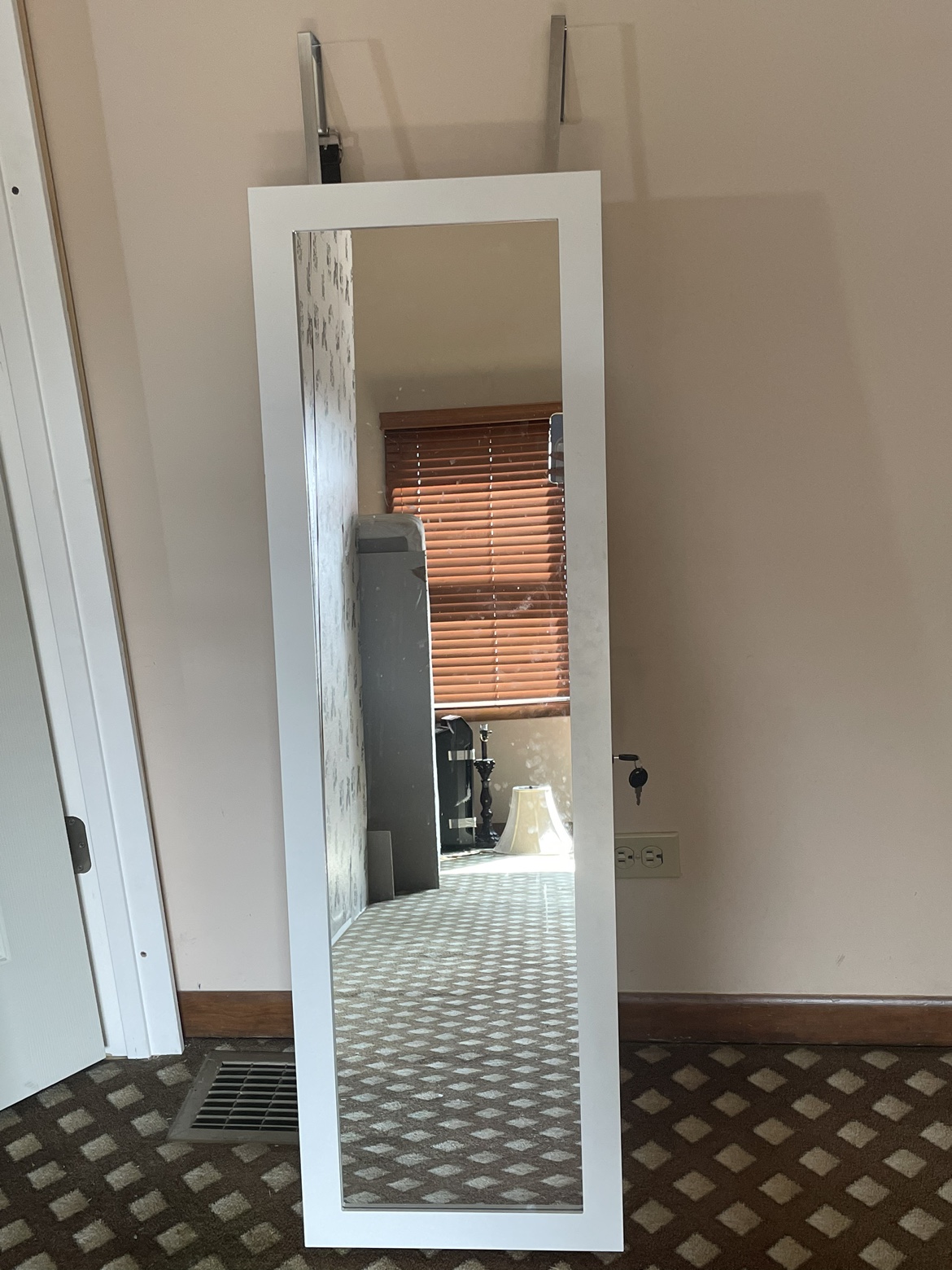 Whole body mirror with organizing storage