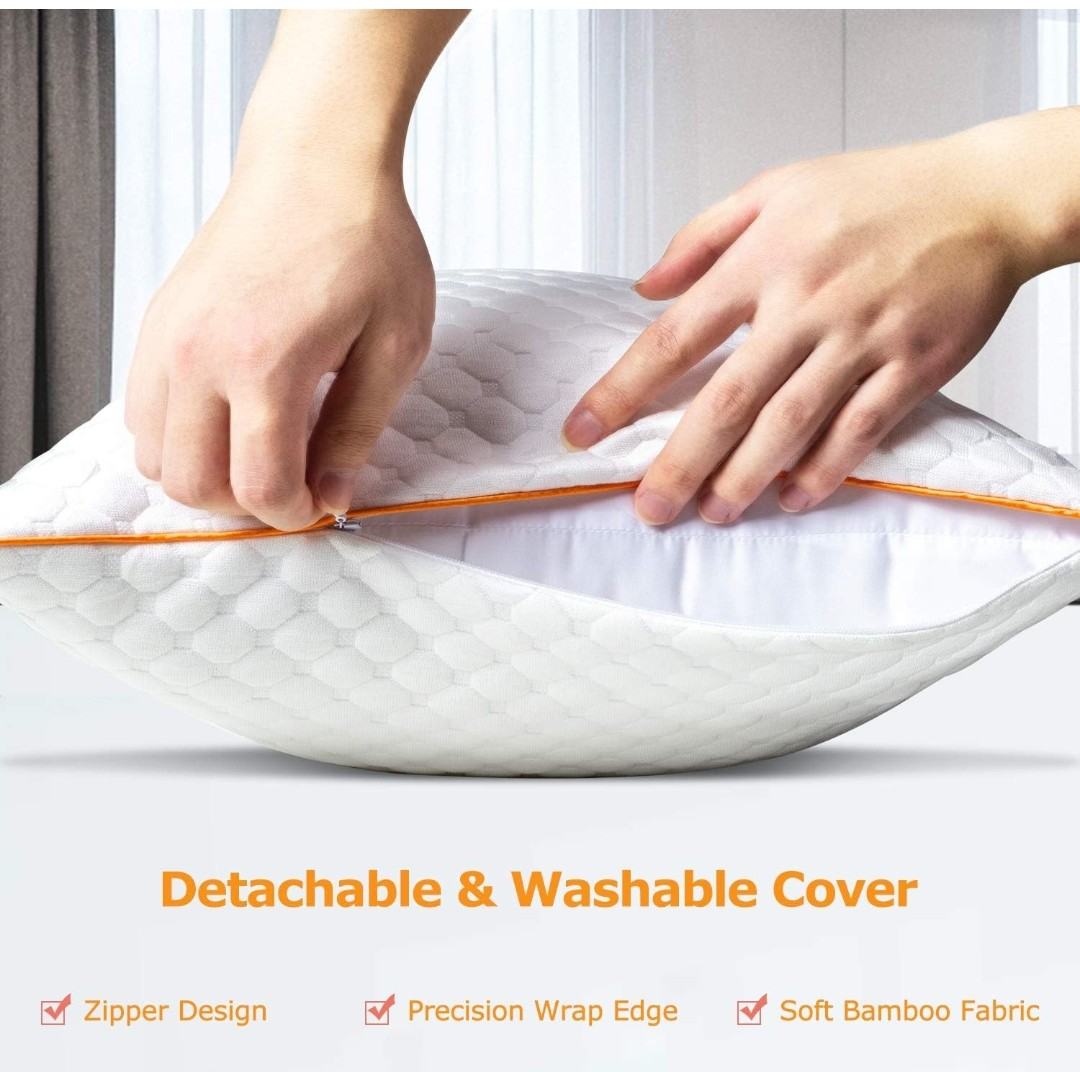 King size bamboo pillows with cover (set of 2) - photo 2