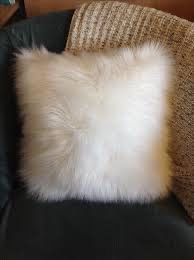 Cream sheepskin shearling 20x20 pillow thumbnail
