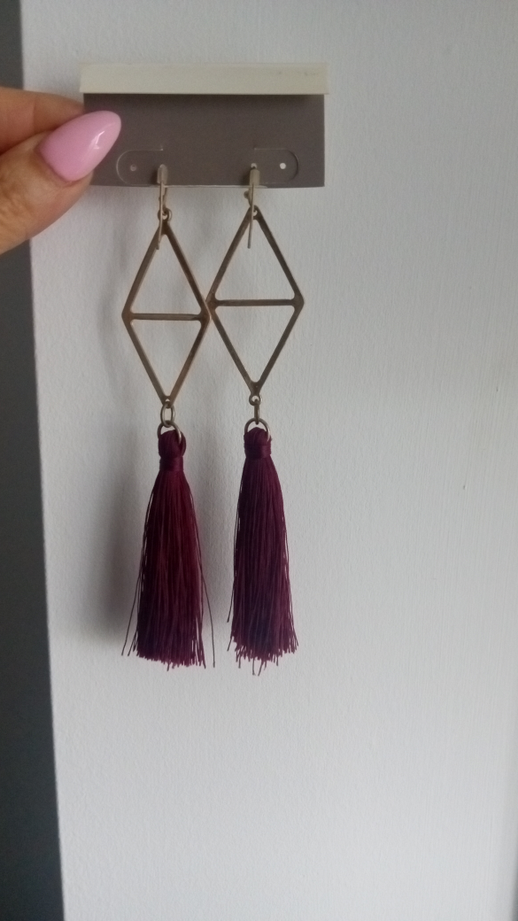 Hudson's Bay Gold tone and Burgundy tassel earrings image indicator(2)
