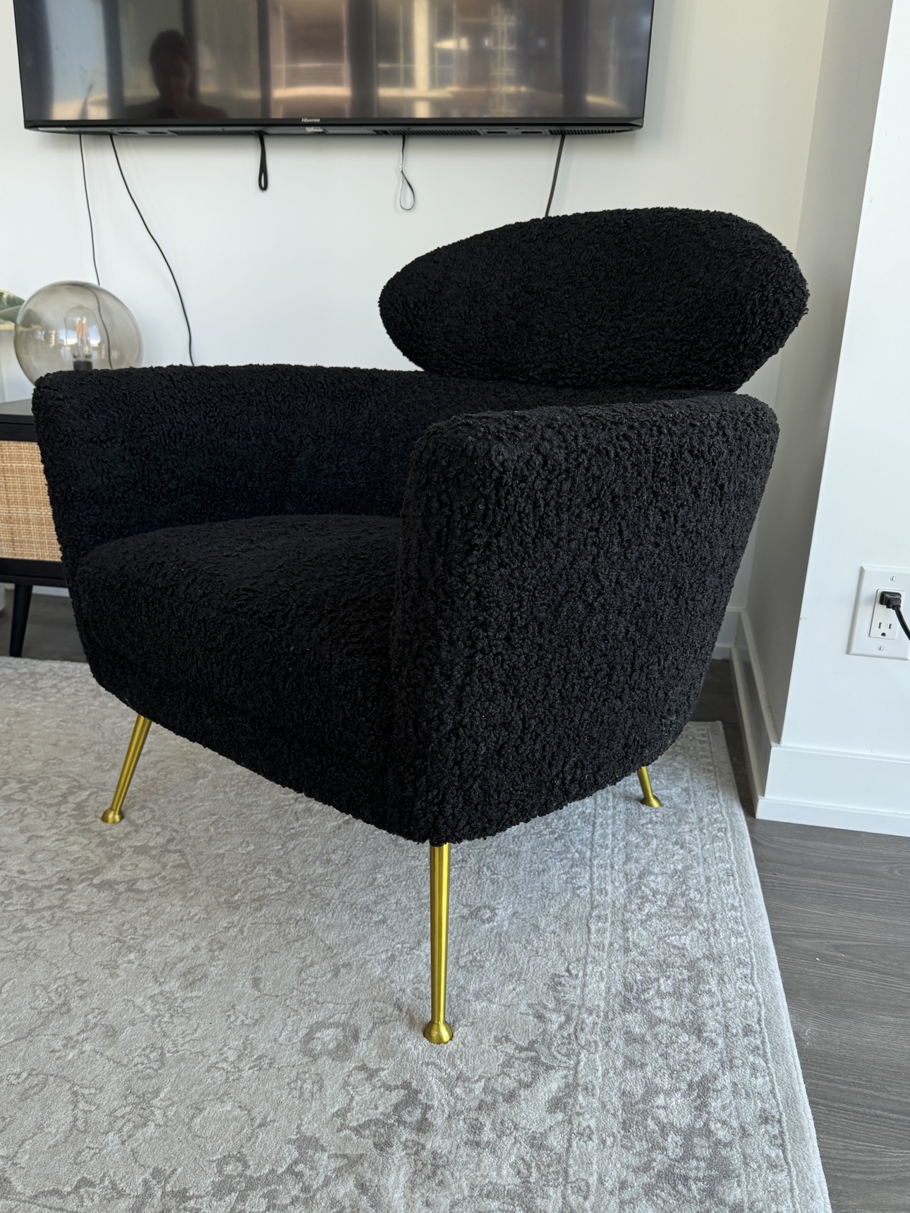 Structube Shepard Faux Shearling Armchair in Black - photo 2