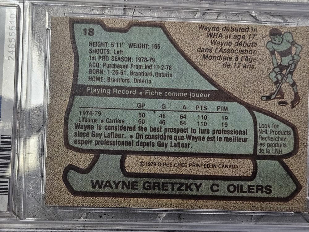 1979-80 Topps #18 Wayne Gretzky Edmonton Oilers Rookie Card - photo 3
